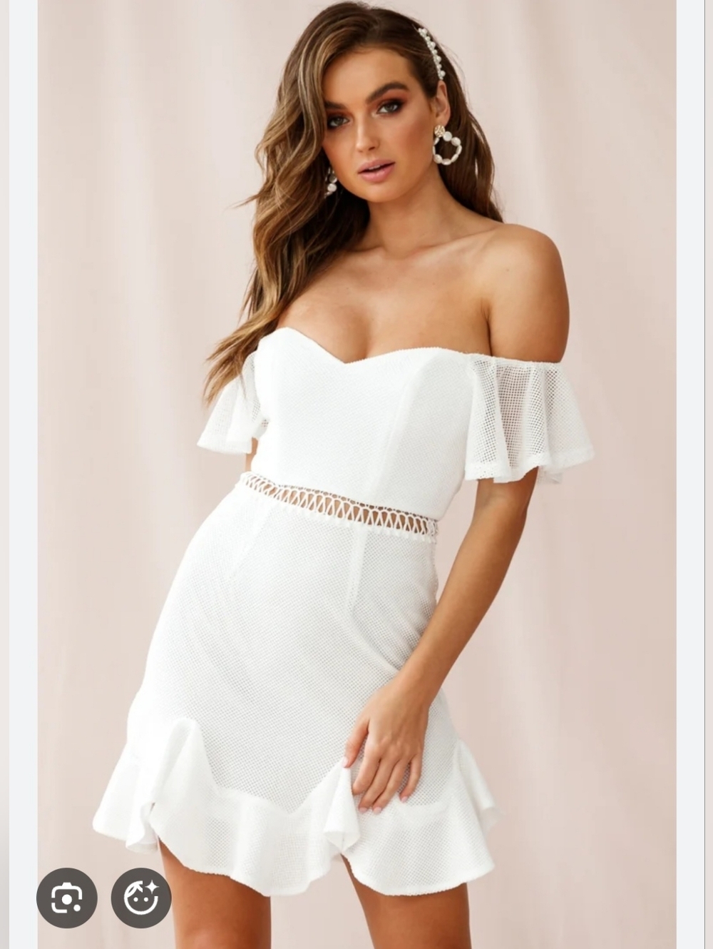 Angel Biba White Mesh Mini Dress - Size Small - Sweetheart Off-Shoulder NWT